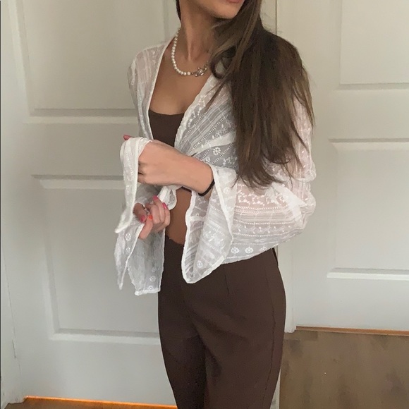 Tie front cropped blouse size S - Picture 3 of 7